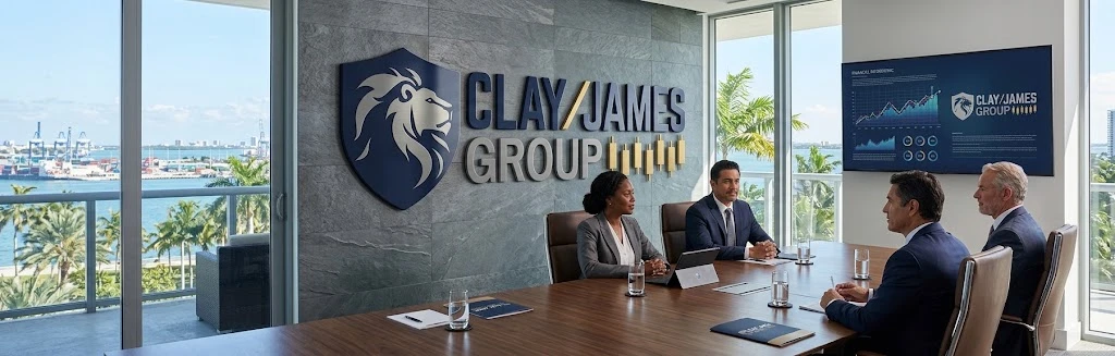 The Clay James Group team meeting in the Miami office